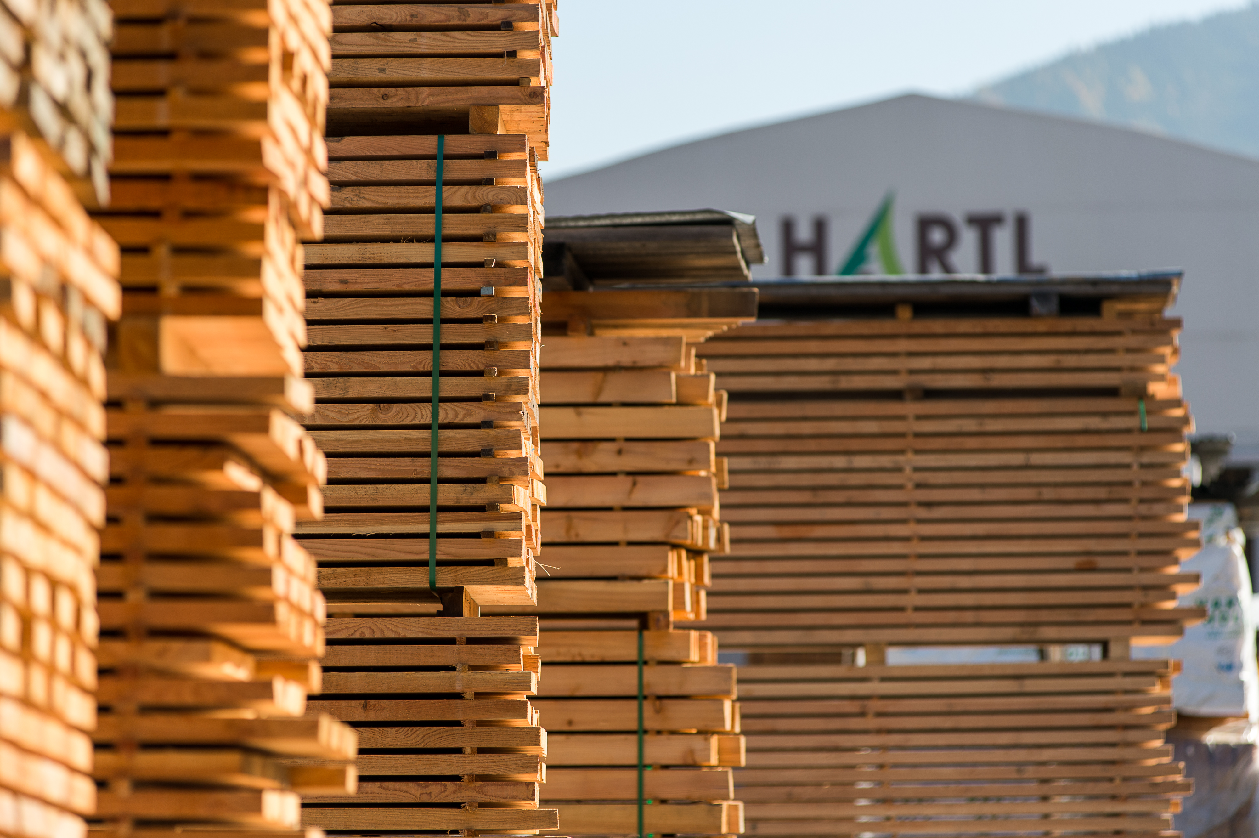 Holzaußenlager bei Hartl Holz in Leogang